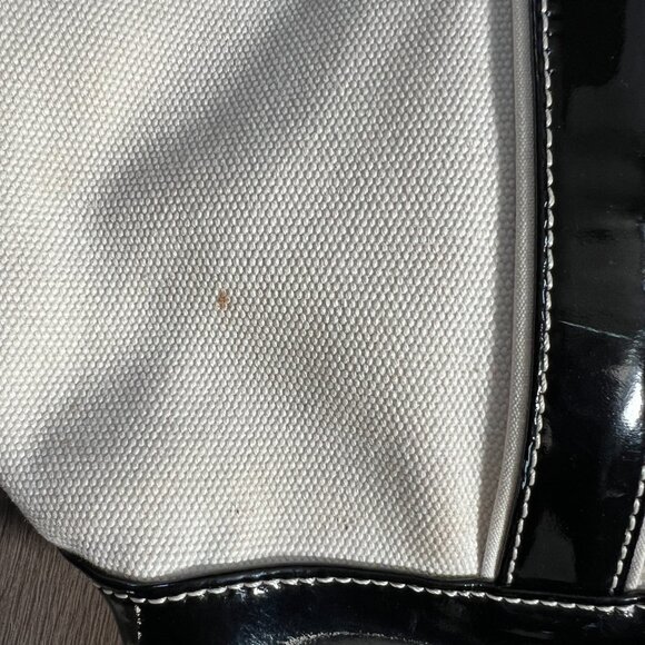 Lands' End Canvas Tote Black Patent Leather Trim - Picture 7 of 9